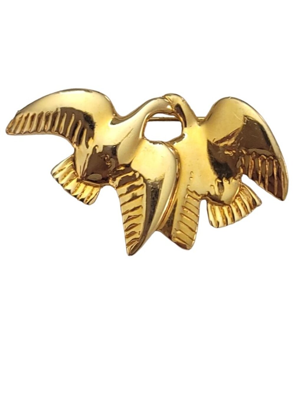 Nina Ricci Gold Tone Doves Brooch Pin, Signed M832